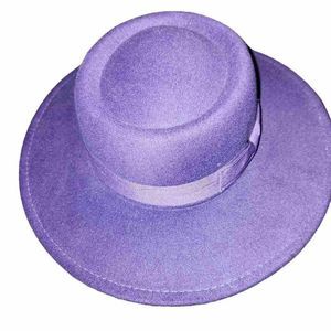 Purple Felt Boater Hat